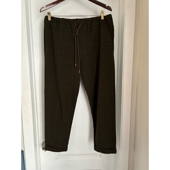 Oak and Fort gingham print green pants - Picture 1 of 3